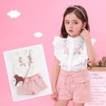 thumbnail image 2 of Ruyang 2-Piece Summer Clothes for Girls Flower Embroidery Tshirt Sets Ruffle Tank Tops & Shorts Fashion Causal Outfits, 2 of 9
