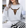 thumbnail image 6 of Western Longhorn Skull Sweatshirt for Women Vintage Cow Skull Graphic Pullover Gray Sweatshirt Adult Small, 6 of 7
