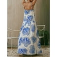 thumbnail image 7 of Womens Seashell Print Maxi Cami Dress with Tie Front and Slit for Women Slightly Stretchy 100% Polyester Fabric, 7 of 7