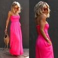 thumbnail image 3 of Aayomet Jumpsuit for Women Women's Strapless Tube Top Rompers Casual Off Shoulder Solid Color Belted Wide Leg Jumpsuit with,Hot Pink L, 3 of 4