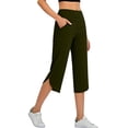 thumbnail image 6 of Kvture Capri Yoga Pants for Women Summer Split Side Sweatpants Stretch Lounge Lightweight Workout Joggers with Pockets Army Green Pant XL, 6 of 9