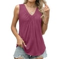 thumbnail image 5 of Women's Tank Tops Under $10 Free Shipping Lightweight On Sale Fashionable V-neck Sleeveless Casual Camisole Pleated Top, 5 of 9
