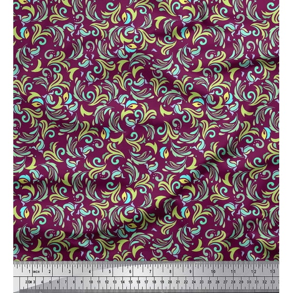 Soimoi Pink Poly Georgette Fabric Artistic Floral Printed Craft Fabric by the Yard 52 Inch Wide