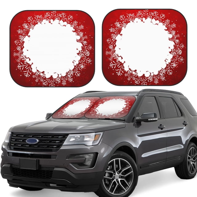Saiise Winter Christmas Snowflake for Foldable Car Sun Shades (2-Pack) Offer Sun Protection with an Easy-fold Design for Convenient Windshield Shading-Large