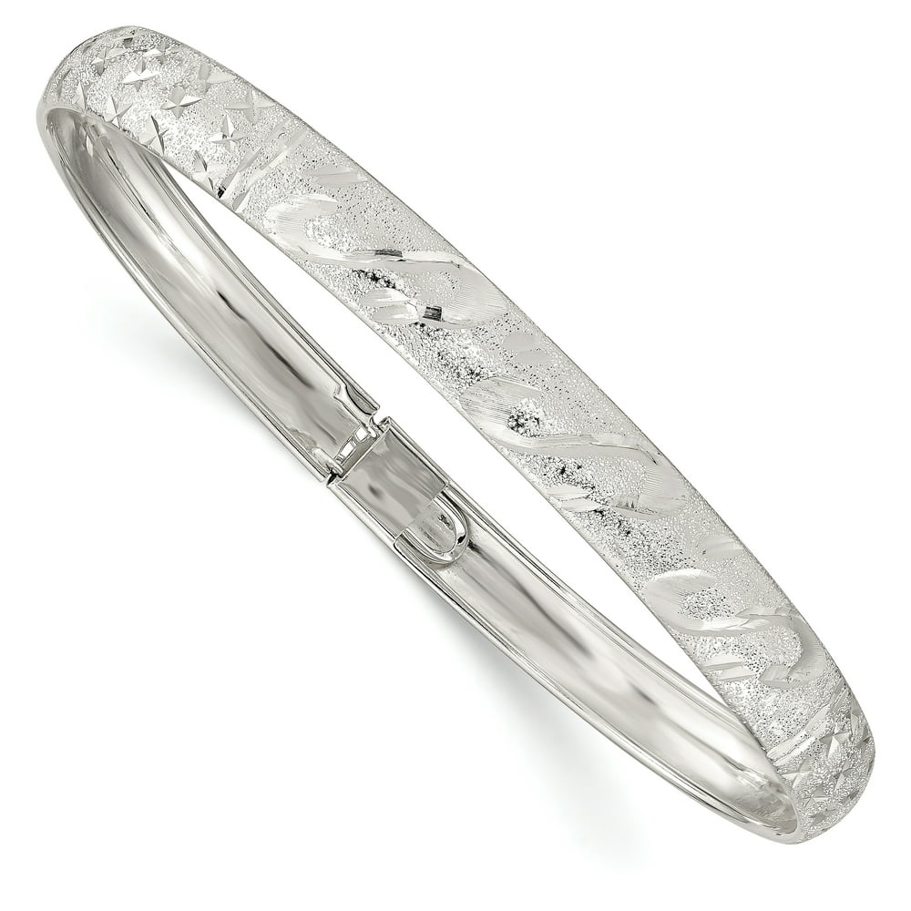 IceCarats 925 Sterling Silver 6.5mm Flexible Bangle Bracelet Cuff
