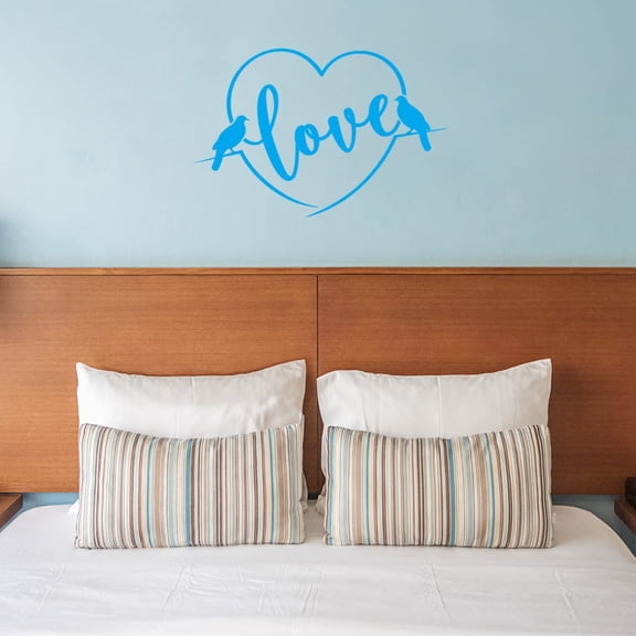 VWAQ Love Birds Vinyl Wall Decal Marriage Quote Heart of The Home Family Wall Decor Sticker