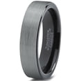 thumbnail image 2 of Charming Jewelers Tungsten Wedding Band Ring 4mm for Men Women Black Flat Cut Brushed Polished Size 12, 2 of 4
