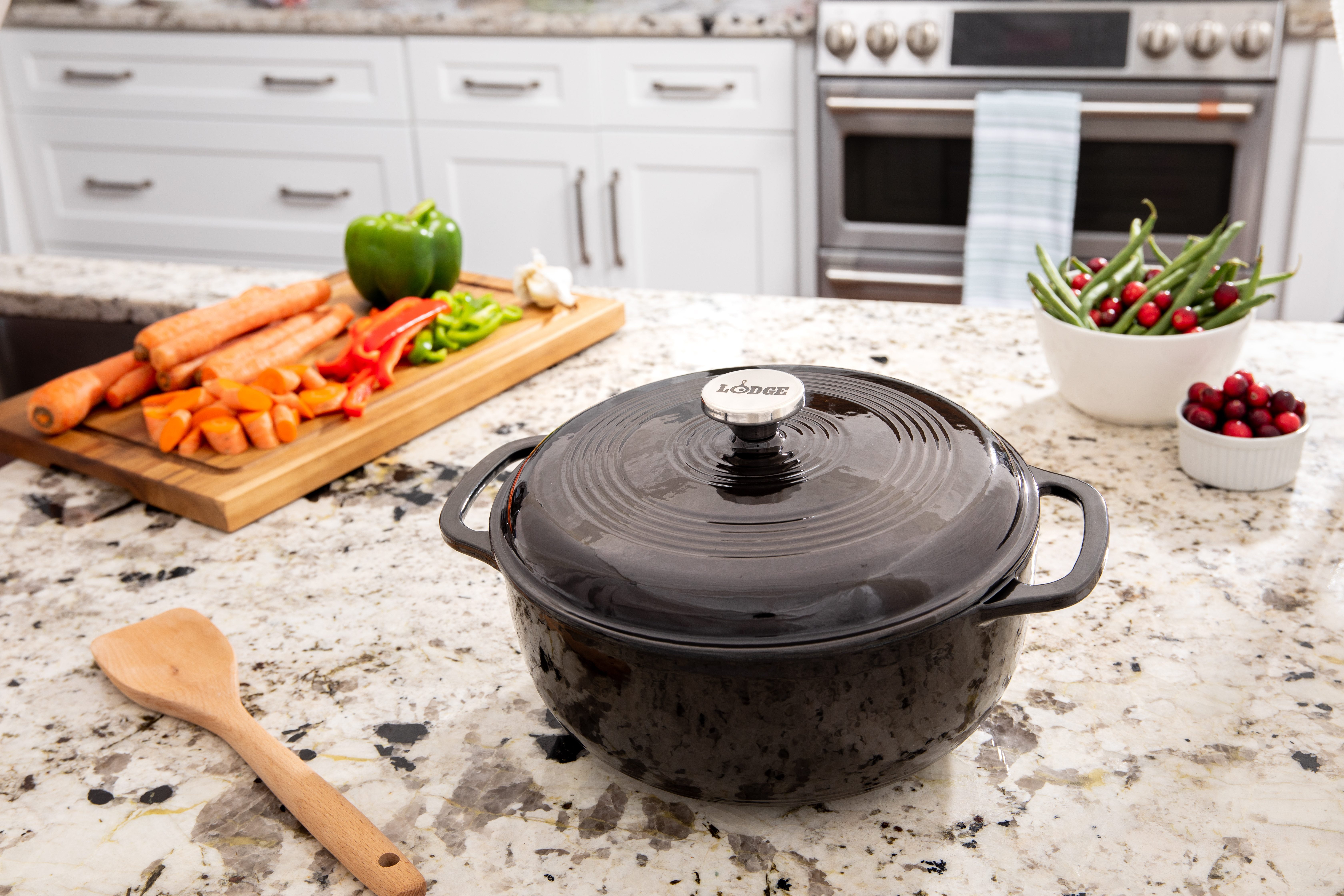 6 Quarts Cast Iron Dutch Oven Stock Pot, wok, Pre-Seasoned nonstick, w –