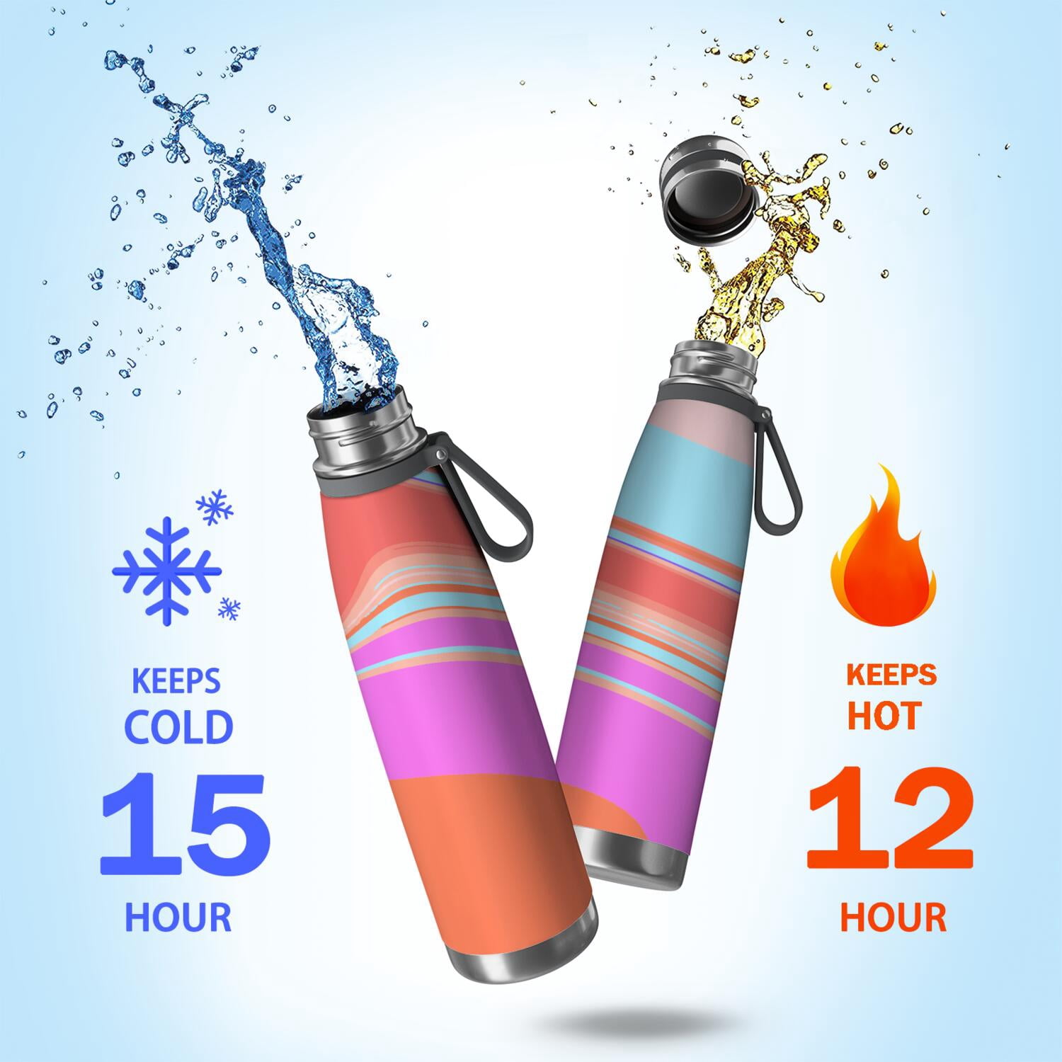 29oz Insulated Water Bottle with Tea Infuser, Stainless Steel Travel Mug, Liquid & Marble Print