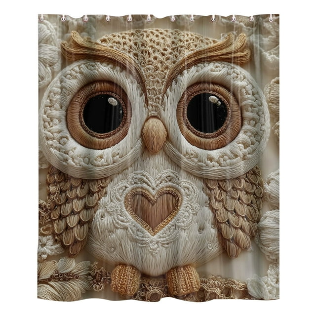 Fasiaou Printed Waterproof Shower Curtain with Faux Embroidery Pattern for Bathroom Use and Mold Resistance,C