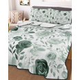 thumbnail image 3 of Quilts Twin XL Size, Sage Green Flower Soft Comforter Bedding Set for Bed, Vintage Rose Floral Botanical Leaf Lightweight Quilted Bedspread with Pillow Cover(2 Pieces) for All Season, 68x98 Inch, 3 of 6