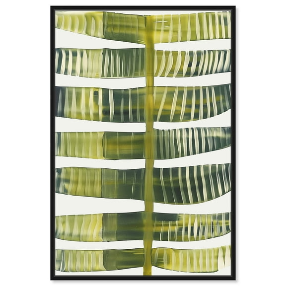 Leaf Bongo Iii Minimalistic Botanical Art Prints Canvas Wall Art by Art Remedy, Black Floater Frame, 10"x15"