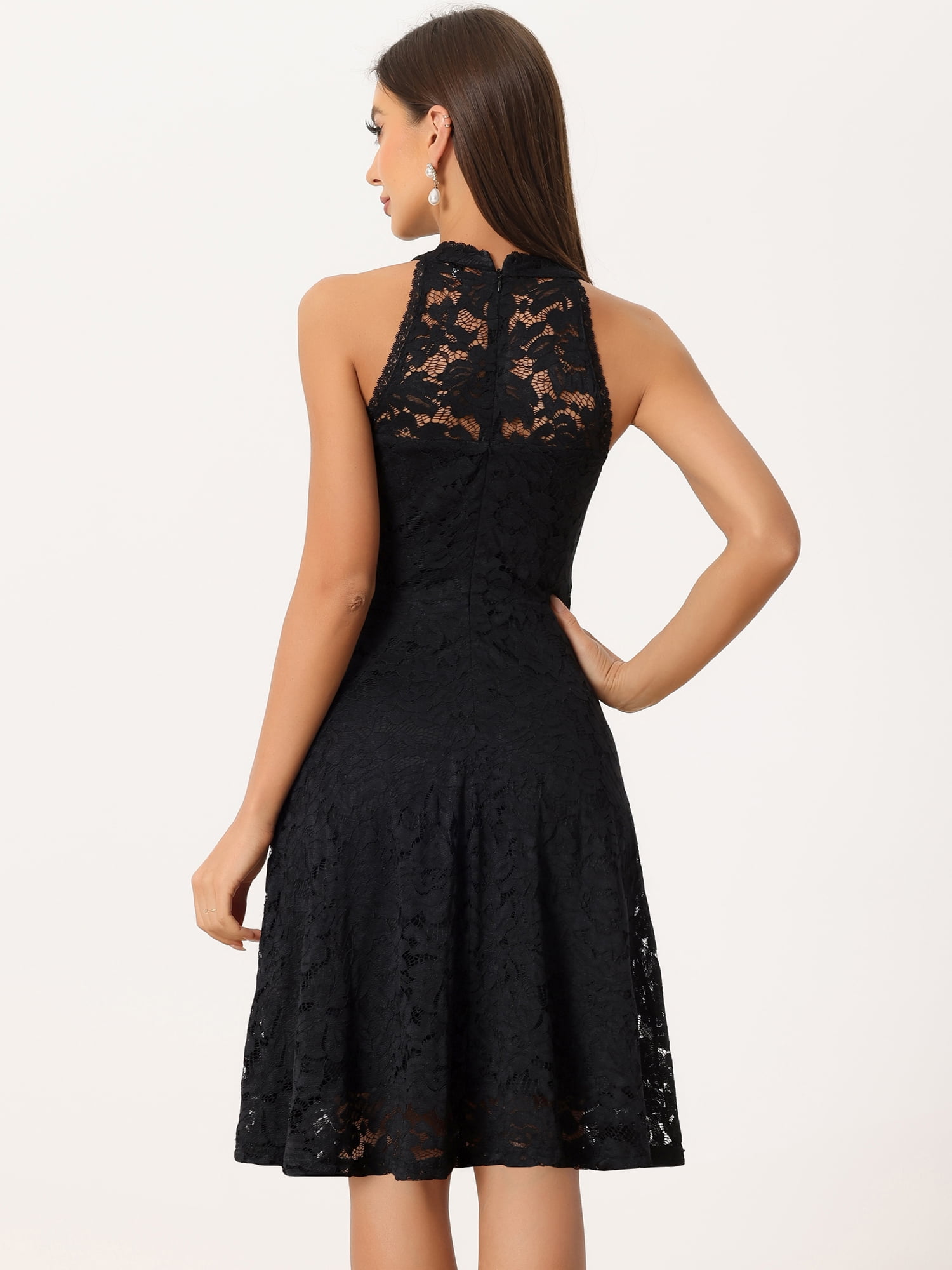 DARING DIVA Halter Neck Sleeveless Cocktail A-Line Dress S Black