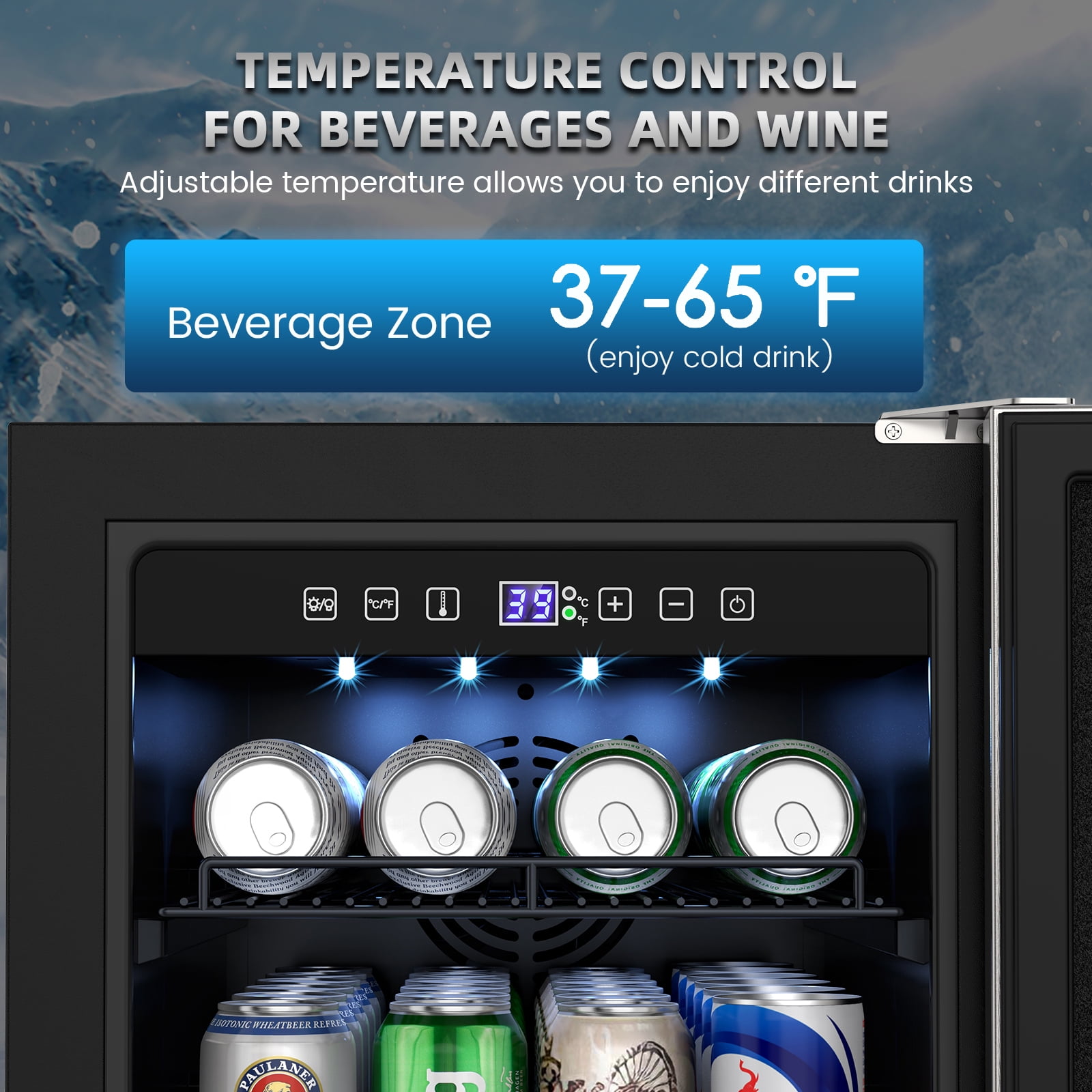 Joreek 15 Inch Outdoor Beverage Fridge Weather Proof Stainless Steel Beverage Cooler Under Counter Beer Fridge Indoor/Outdoor Beverage Refrigerator for 80 Cans