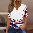 thumbnail image 2 of Tqcoqu Ladies' Independence Day Printed Button V-neck Top/shirt, 2 of 5