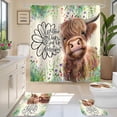 thumbnail image 2 of 4 Pcs Sunflower Highland Cow Shower Curtain Sets with Rugs for Bathroom Decor, Rustic Funny Bathroom Sets with Shower Curtain and Rugs, Cute Bathroom Curtain Set with Mats (Hooks Not Included), 2 of 6