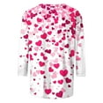 thumbnail image 5 of Fartey Women's Plus Size Valentines Day Tops Cute Heart Print Crew Neck Shirts Slim Fit 3/4 Sleeve Tunic Top Fashion Valentine's Pink Blouses 2025 S-5XL, 5 of 5