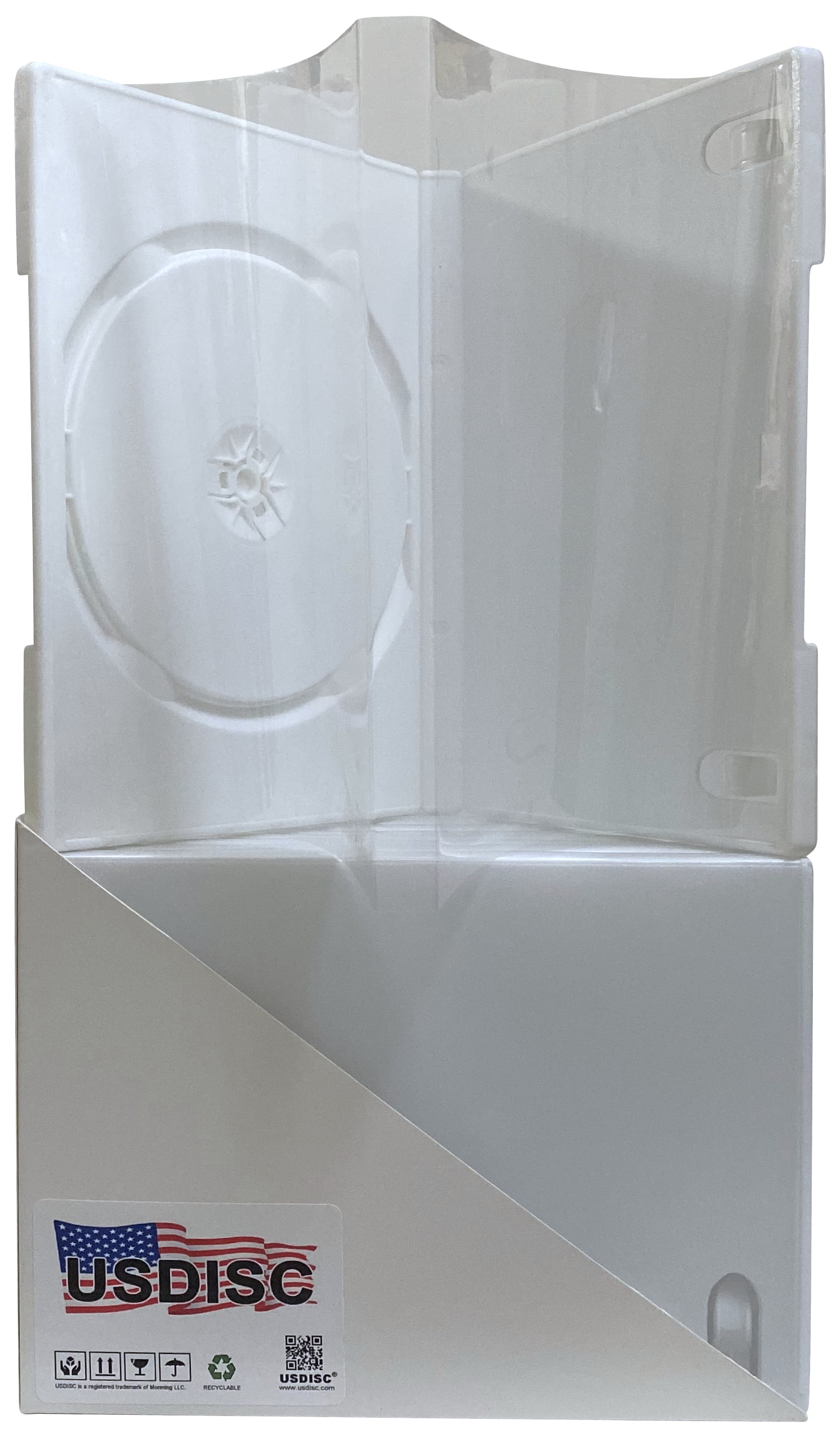 USDISC DVD Cases Standard 14mm Premium, Single 1 Disc, White, Pack Of 10