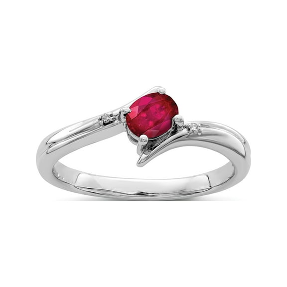 Sterling Silver Rhodium-Plated Ruby And Diamond Ring (Size 6) Made In India qr6377r-6