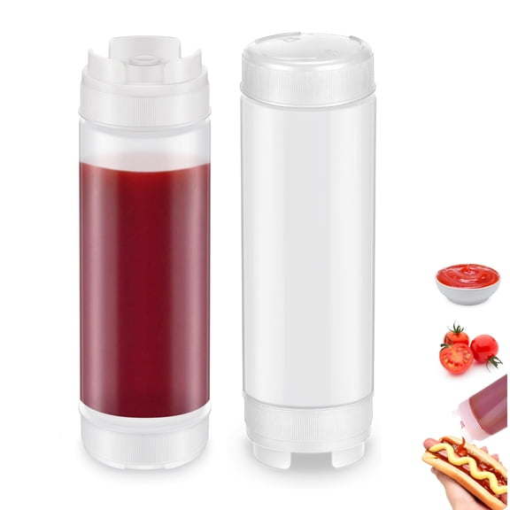 2pack White Sauces Bottle Squeeze Bottle 20oz Plastic Syrup Dispenser QZS Self Sealing Restaurants Squeeze Dispenser for Party Home