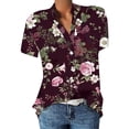 thumbnail image 1 of Camisas de verano para mujer, camisetas de manga corta con cuello en V para mujer con botones y estampado de flores OAVQHLG3B Store  lin121212, 1 of 3