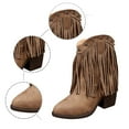 thumbnail image 6 of Western Fringe Pointed Toe Mid-Calf Boots For Women Versatile Plus Size Fashion Ankle Boots With Heel Comfortable Everyday Wear, 6 of 7
