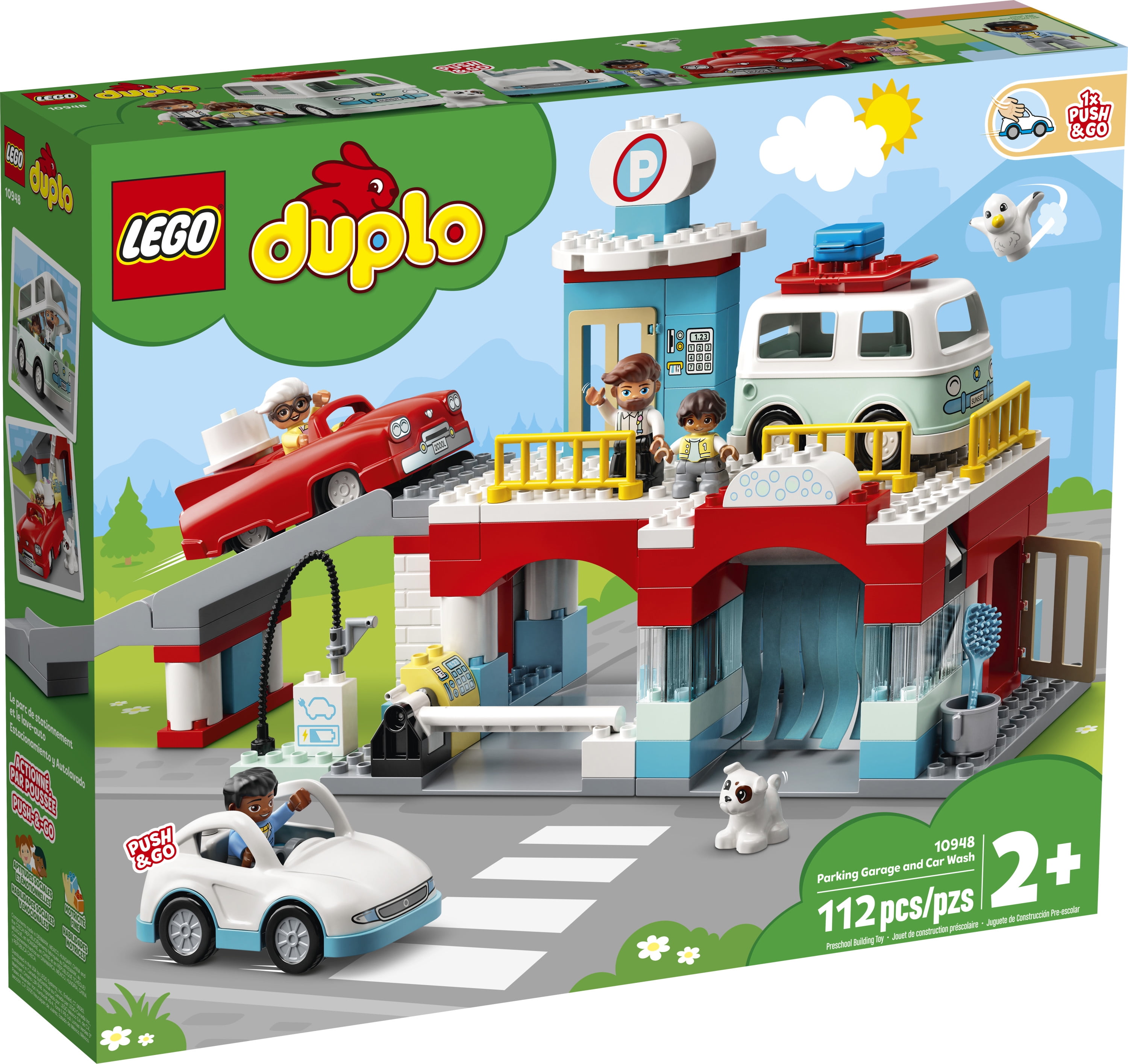 LEGO 10948 DUPLO Le garage et la station de lavage jouet enfant 2+ ans avec  voitures a pousser - ADMI