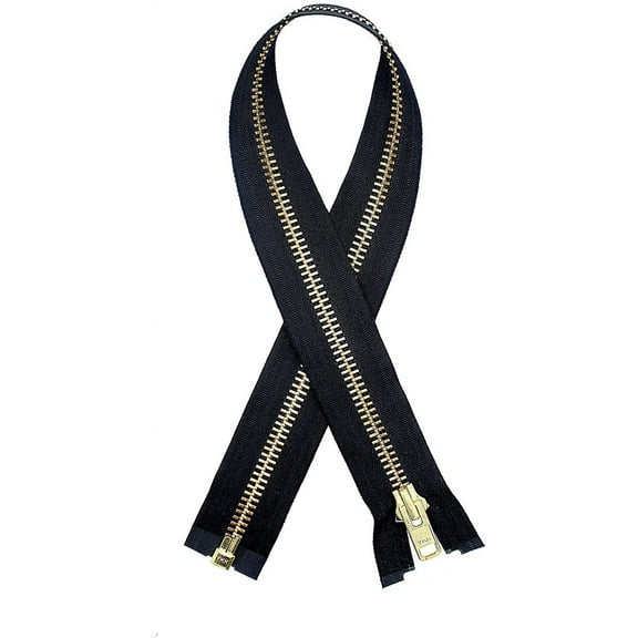 YKK 36" Chaps Zipper YKK #10 Brass ~ Separating ~ Black (1 Zipper) Extra Heavy