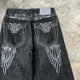 thumbnail image 3 of Pantalones cortos holgados con estampado de ala para hombre, Shorts informales con bolsillo, estilo Retro, Hip-hop, Punk, Joker, Y2K, 3 of 5