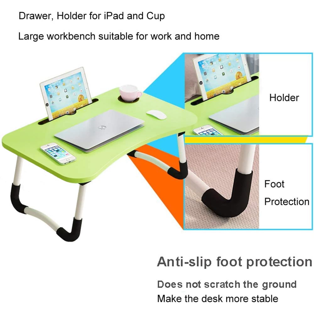 kibhous Laptop Desk Foldable Bed Tray Table Laptop Bed Stand Standing Table for Bed Sofa Couch Floor Green