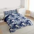 thumbnail image 3 of jejeloiu Vintage Floral Hydrangea Twin Comforter Sets,Blue Floral Bedding Set For Adult Reversible 2 Pieces, 3 of 8