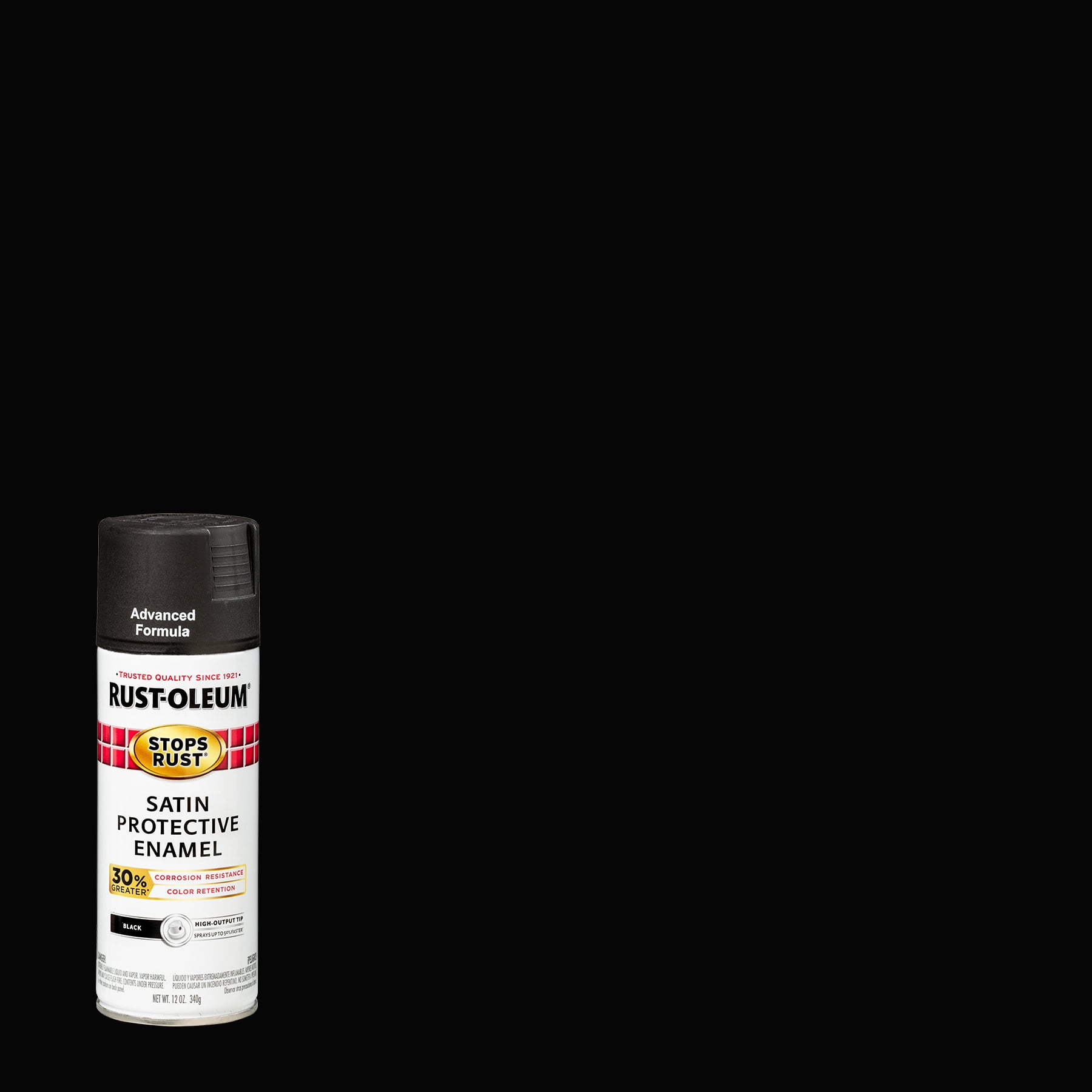 Black, Rust-Oleum Stops Rust Advanced Satin Spray Paint, 12 oz