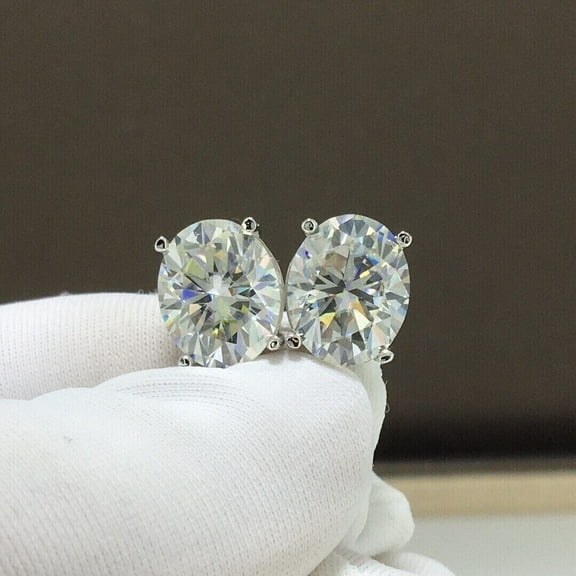 2Ct Lab Created Diamond Oval Solitaire Women Stud Earrings 14K White Gold Plated
