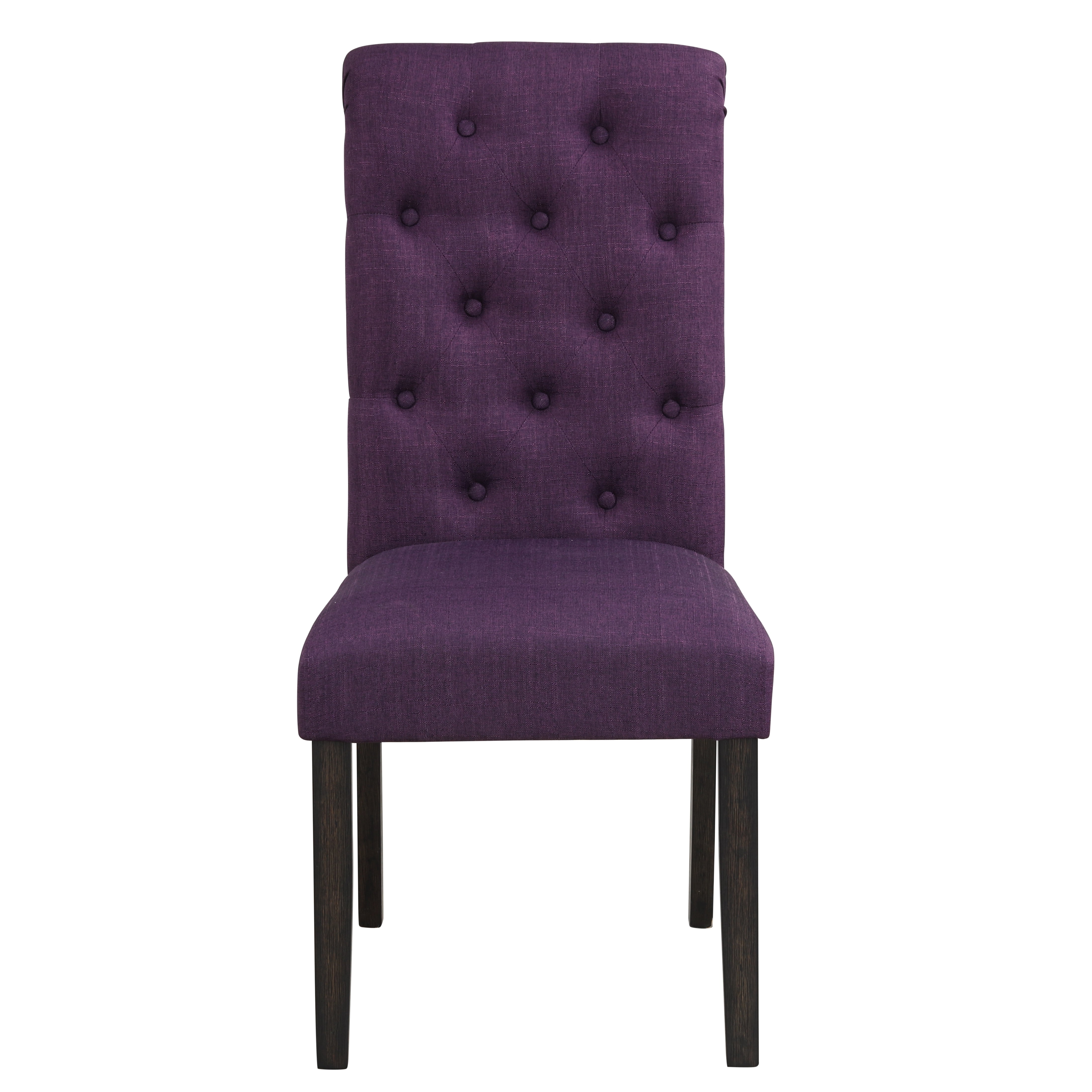 Roundhill Furniture Leviton Solid Wood Tufted Asons Dining Chair (Set of 2), Purple