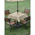 thumbnail image 4 of Outdoor Tablecloth with Umbrella Hole for Patio/Picnic/Party/Camping, Japanese Waterproof Table Cloth Square Cover Washable, Beige Farmhouse Retro Floral Leaf Pattern (54"x 54"), 4 of 8
