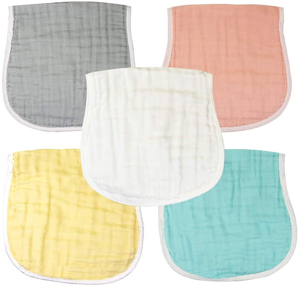 bangyoudaoo 5 Pieces Muslin Burp Cloths, 6 Layers Thicken Extra Soft and Absorbent, Perfect for Newborn Baby, 19 x 10 Inch