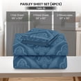 thumbnail image 4 of Lux Decor Twin XL 4 Piece Bed Sheet Set - Paisley Printed Microfiber Sheets, Ultra Soft, Deep Pocket, Wrinkle-Free, Breathable, OEKO-TEX Certified - Twin XL, Navy Blue, 4 of 10
