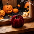 thumbnail image 4 of Hvmvliv Simulated Pumpkin Decoration,Halloween Thanksgiving 4.72in Faux Velvet Fabric Pumpkin Decor Cabinet Display,Versatile Centerpiece for Home,Table,Party Red, 4 of 7