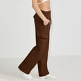 thumbnail image 5 of XFLWAM Womens Cargo Sweatpants Elastic High Waisted Drawstring Joggers Pants Baggy Straight Leg Y2K Trousers with Pockets Brown XXL, 5 of 5