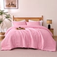thumbnail image 5 of Sleep Zone Seersucker Striped Comforter Set Queen，3 Pieces Soft Durable Bedding set, Pink, 5 of 12