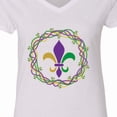 thumbnail image 4 of Inktastic Mardi Gras Fleur De Lis Beads Women's V-Neck T-Shirt, 4 of 5