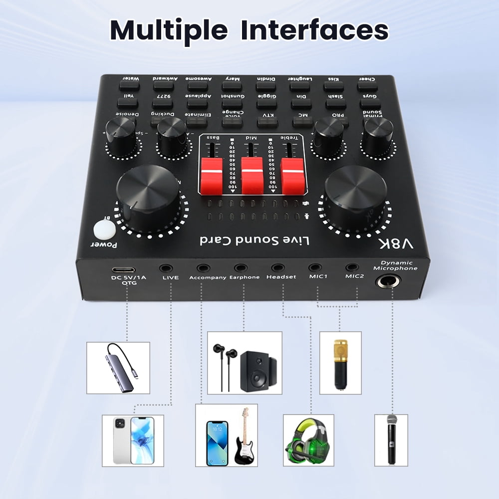 Podcast Microphone Equipment Bundle, Bm-800 Condenser Microphone with Voice Changer And V8K Sound Card,Podcast Studio Condenser Microphone,Recording Studio Equipment