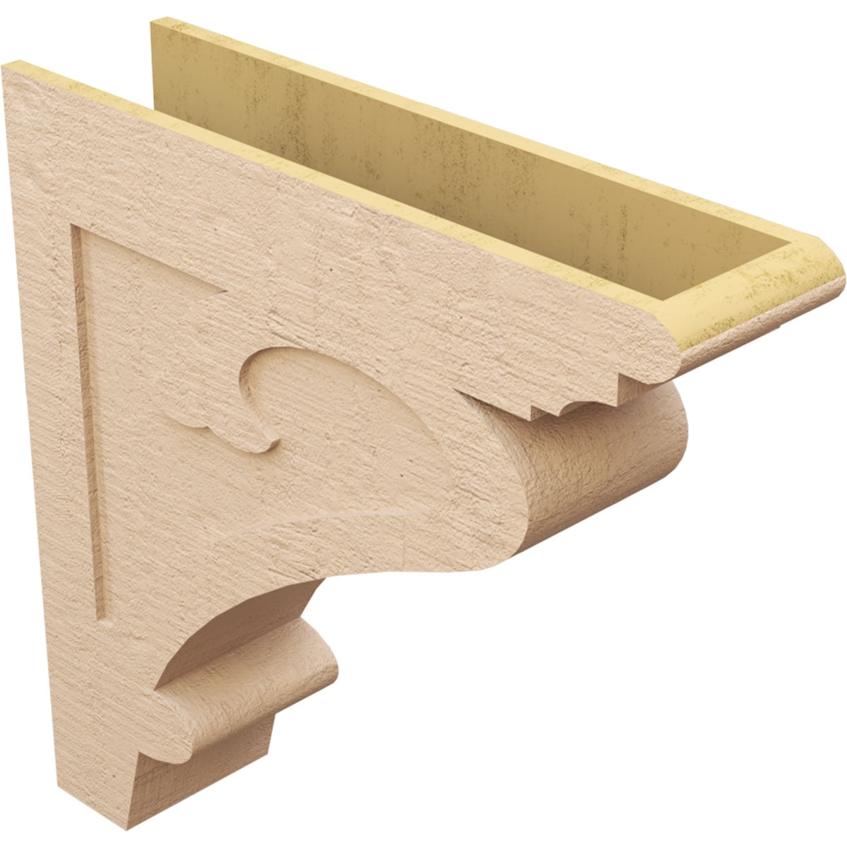 9"W x 36"D x 36"H Thin Mayflower Rough Cedar Woodgrain TimberThane Corbel, Primed Tan