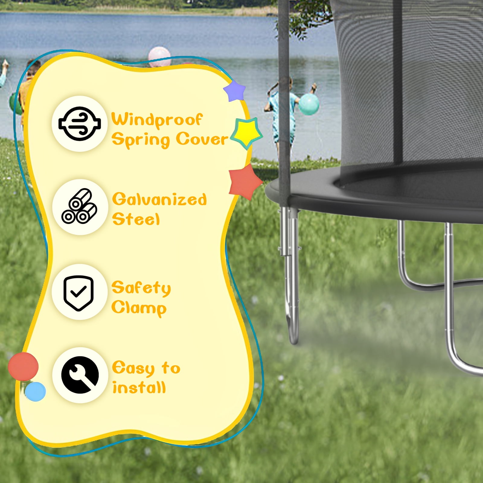 14FT Outdoor Trampoline with Basketball Hoop and Ladder for Kids and Adults，Heavy Duty Recreational Trampoline with Safety Enclosure,Anti-Rust Frame,Backyard Trampoline for Gift,Black