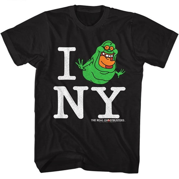 The Real Ghostbusters RGB I Slimer NY Black Adult T-Shirt