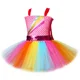 thumbnail image 4 of Vestido de tutú Jojo Siwa con lazo para el cabello, vestido de princesa arcoíris para niñas, vestidos de tutú de tul para niñas, disfraz de fiesta de cumpleaños festivo, 4 of 5