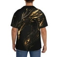 thumbnail image 3 of Pofeuu Black And Gold Fire Dragon Print Mens Casual Short Sleeve Shirts Beach Summer Spread Collar Pocket Tops Men's Casual Short-sleeved Shirt-X-Large, 3 of 5