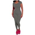 thumbnail image 2 of Sokhug Jumpsuit for Women Short Sleeve Full Body Form Fitting Seamless Solid Color Bodysuit Romper, 2 of 5