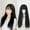 Black, variant on XIAQUJ Air Bangs Long Straight Hair Wig Headgear Black Whole Wig Human Hair Is Natural and Realistic 75cm/29.5in Black