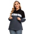 thumbnail image 2 of PLUS Women Plus Size Color Block Drawstring Hoodie Pullover Long Sleeve V Neck Casual Sweatshirt Hoodie, 2 of 3